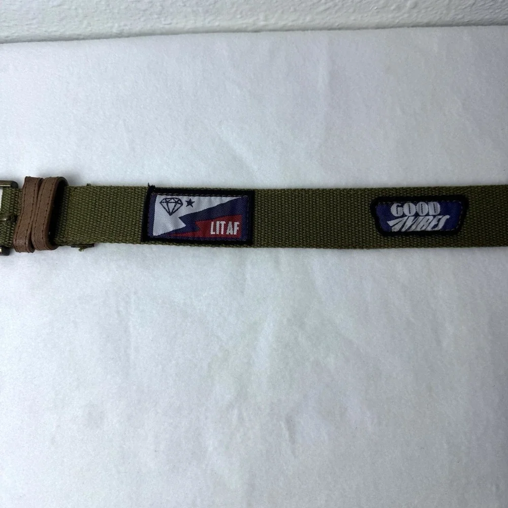 Green Patch Belt Size Small Adjustable Punk‎ Grunge Utility Military Green Y2K